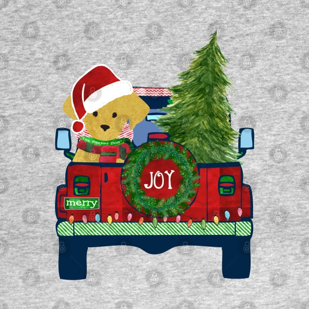 Cute Preppy Golden Retriever Christmas Jeep by EMR_Designs